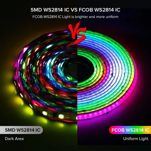 FCOB SPI RGBW WS2814 IC LED Strip Light 784LED/M Addressable Dream Color 10mm DC24V IP30 SK6812 High Flexible FOB COB Lights RA90